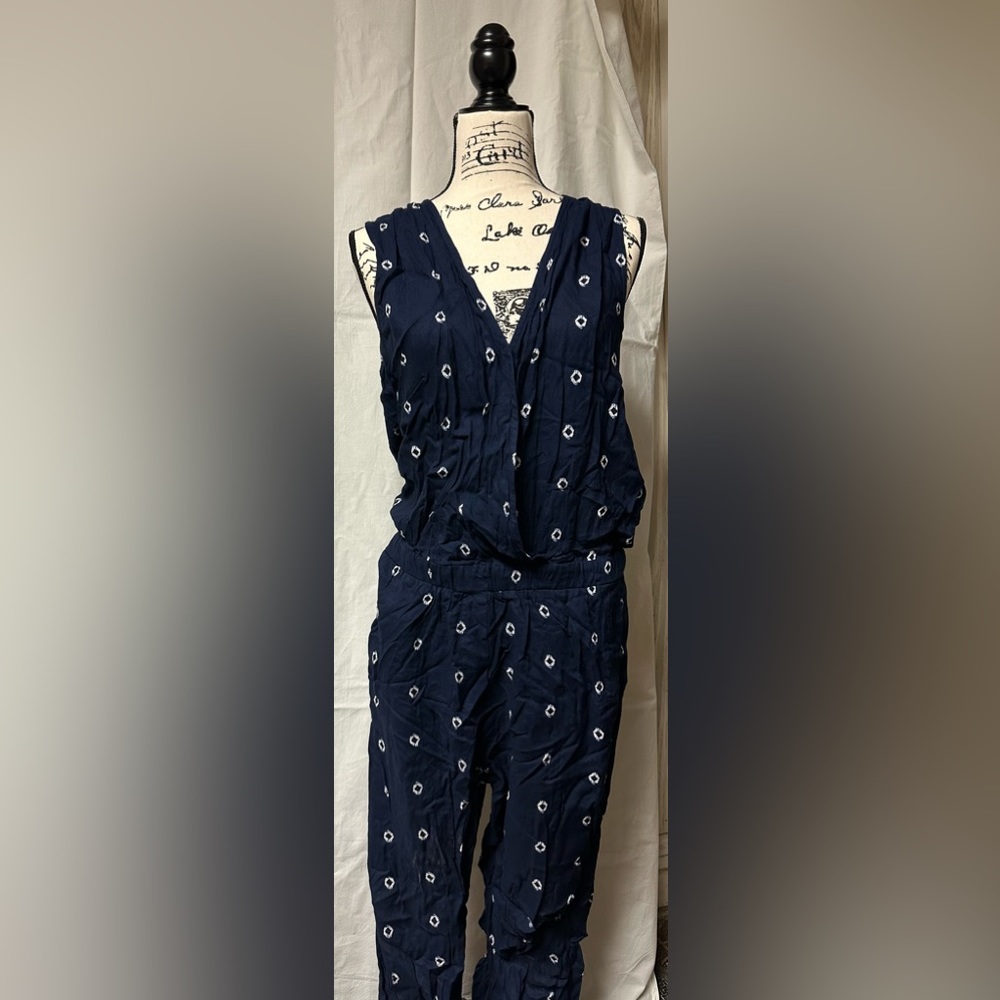 Navy Blue Printed Jumpsuit